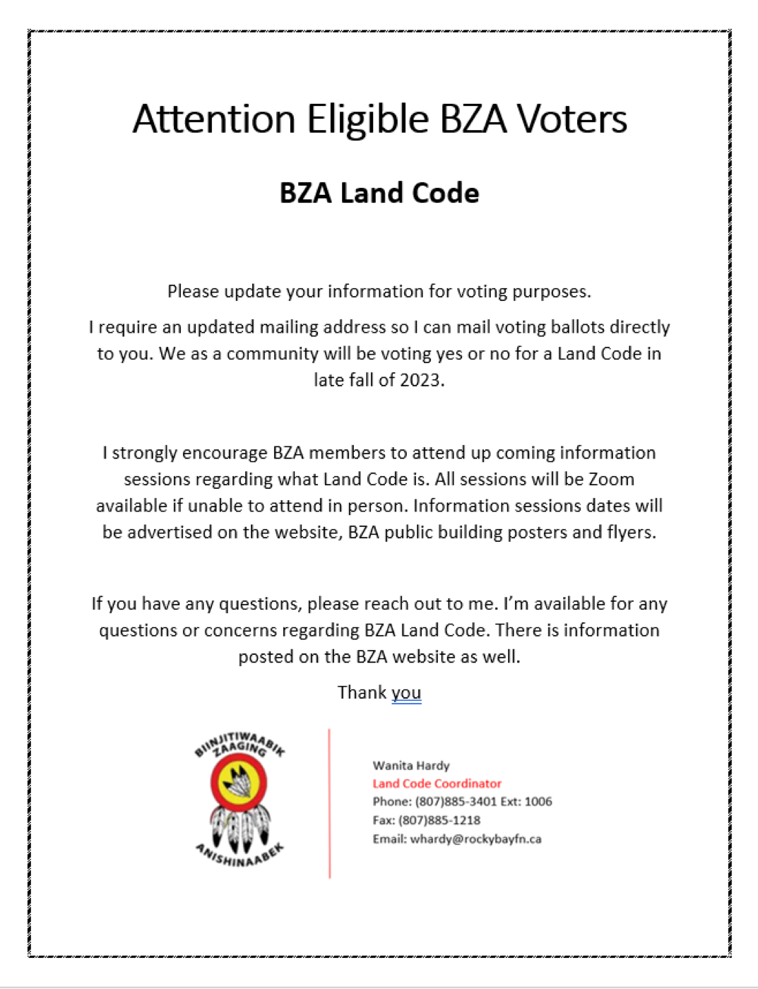 Land Code — addresses needed (August 2023)
